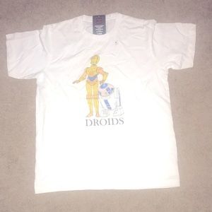 NWT Star Wars C3PO & R2D2 White Tee Shirt S/S
